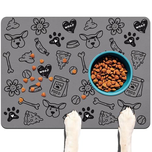 Haustier-Futtermatte für Böden, wasserdichte Hundematte für Futter und Wasser, saugfähig, schnell trocknend, rutschfeste Matte für Katzennäpfe von DDPODNQAK