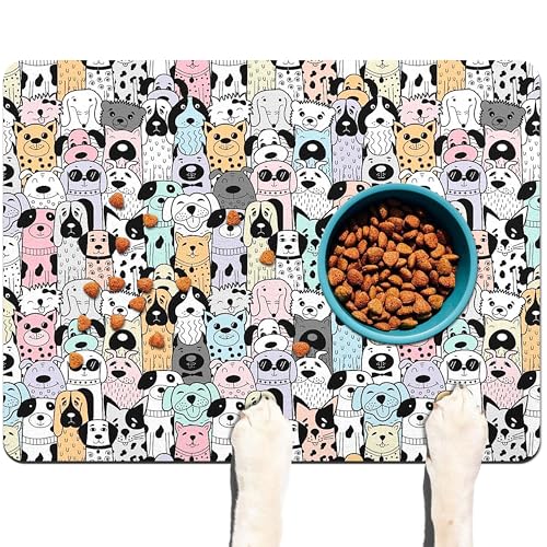 Haustier-Futtermatte für Böden, wasserdichte Hundematte für Futter und Wasser, saugfähig, schnell trocknend, rutschfeste Matte für Katzennäpfe von DDPODNQAK