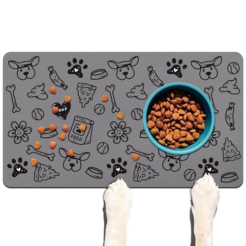 Haustier-Futtermatte für Böden, wasserdichte Hundematte für Futter und Wasser, saugfähig, schnell trocknend, rutschfeste Matte für Katzennäpfe von DDPODNQAK