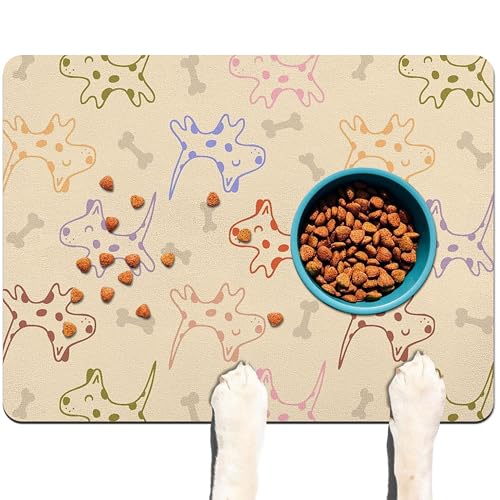 Haustier-Futtermatte für Böden, wasserdichte Hundematte für Futter und Wasser, saugfähig, schnell trocknend, rutschfeste Matte für Katzennäpfe von DDPODNQAK