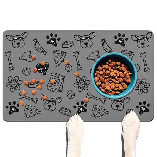 Haustier-Futtermatte für Böden, wasserdichte Hundematte für Futter und Wasser, saugfähig, schnell trocknend, rutschfeste Matte für Katzennäpfe von DDPODNQAK