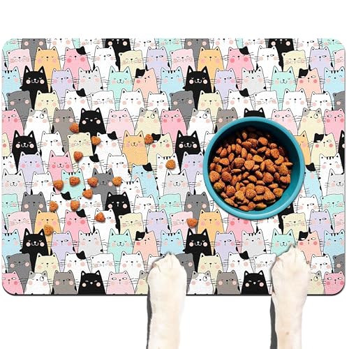 Haustier-Futtermatte für Böden, wasserdichte Hundematte für Futter und Wasser, saugfähig, schnell trocknend, rutschfeste Matte für Katzennäpfe von DDPODNQAK