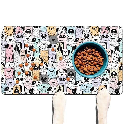 Haustier-Futtermatte für Böden, wasserdichte Hundematte für Futter und Wasser, saugfähig, schnell trocknend, rutschfeste Matte für Katzennäpfe von DDPODNQAK
