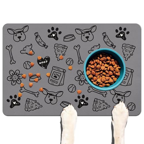 Haustier-Futtermatte für Böden, wasserdichte Hundematte für Futter und Wasser, saugfähig, schnell trocknend, rutschfeste Matte für Katzennäpfe von DDPODNQAK