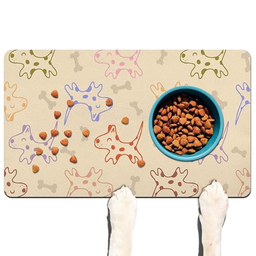 Haustier-Futtermatte für Böden, wasserdichte Hundematte für Futter und Wasser, saugfähig, schnell trocknend, rutschfeste Matte für Katzennäpfe von DDPODNQAK