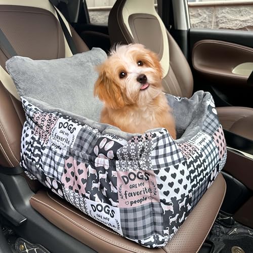 Hunde-Autositze für kleine, mittelgroße Hunde, Autositz für Auto, lustig, flauschig, für Welpen unter 11,8 kg, mit weichem Plüschkissen und waschbarem, abnehmbarem Bezug von DDPODNQAK