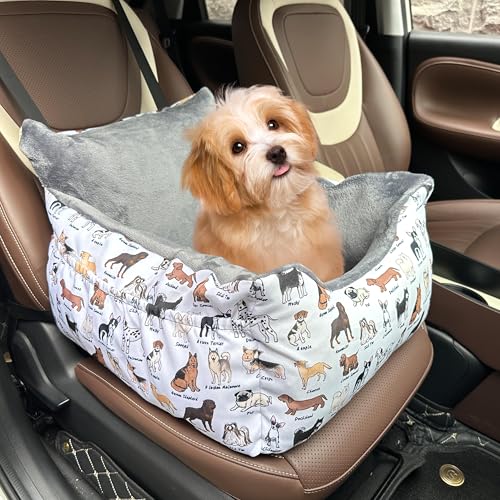 Hunde-Autositze für kleine, mittelgroße Hunde, Autositz für Auto, lustig, flauschig, für Welpen unter 12,2 kg, mit weichem Plüschkissen und waschbarem, abnehmbarem Bezug von DDPODNQAK