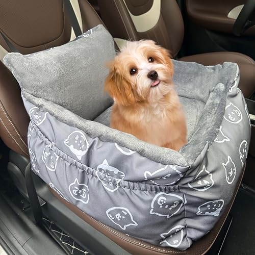 Hunde-Autositze für kleine, mittelgroße Hunde, Autositz für Auto, lustig, flauschig, für Welpen unter 13,2 kg, mit weichem Plüschkissen und waschbarem, abnehmbarem Bezug von DDPODNQAK