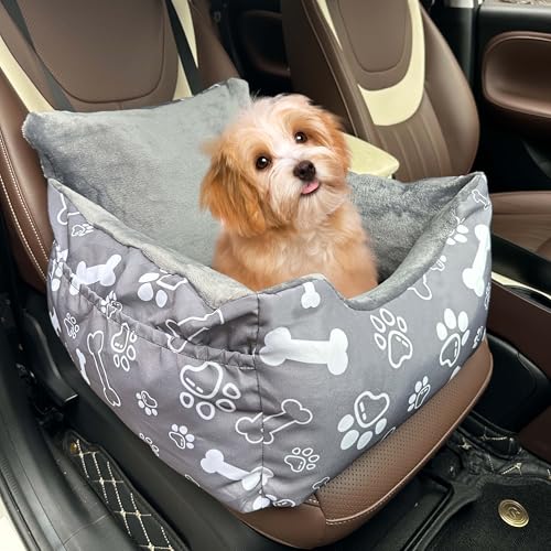 Hunde-Autositze für kleine, mittelgroße Hunde, Autositz für Auto, lustig, flauschig, für Welpen unter 14,5 kg, mit weichem Plüschkissen und waschbarem, abnehmbarem Bezug von DDPODNQAK