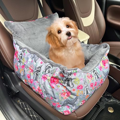 Hunde-Autositze für kleine, mittelgroße Hunde, Autositz für Auto, lustig, flauschig, für Welpen unter 14 kg, mit weichem Plüschkissen und waschbarem, abnehmbarem Bezug von DDPODNQAK