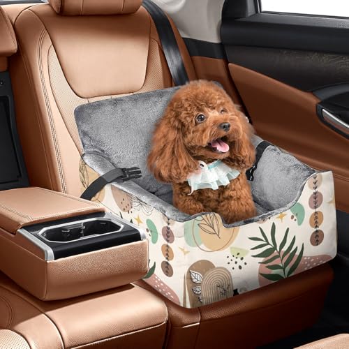 Hunde-Autositze für kleine, mittelgroße Hunde, Autositz für Auto, lustig, flauschig, für Welpen unter 14 kg, mit weichem Plüschkissen und waschbarem, abnehmbarem Bezug von DDPODNQAK