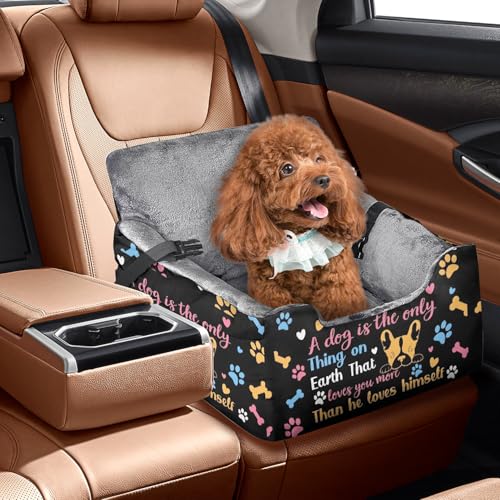 Hunde-Autositze für kleine, mittelgroße Hunde, Autositz für Auto, lustig, flauschig, für Welpen unter 14 kg, mit weichem Plüschkissen und waschbarem, abnehmbarem Bezug von DDPODNQAK