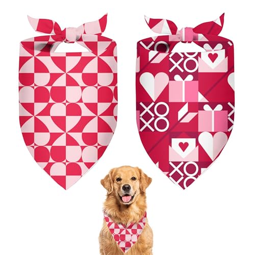 Hundehalstücher zum Valentinstag, für Jungen und Mädchen, lustiges Valentinstags-Schal, modisches Design für mittelgroße Hunde, perfektes Geschenk für Haustiere, 2 Stück von DDPODNQAK