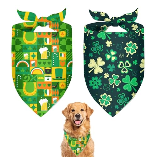 St. Patrick's Day Hundehalstuch, lustiges St. Patrick's Day Hundehalstuch, modisches Design für mittelgroße Hunde, St. Patrick's Day-Outfit, perfektes Urlaubsgeschenk, 2 Stück von DDPODNQAK