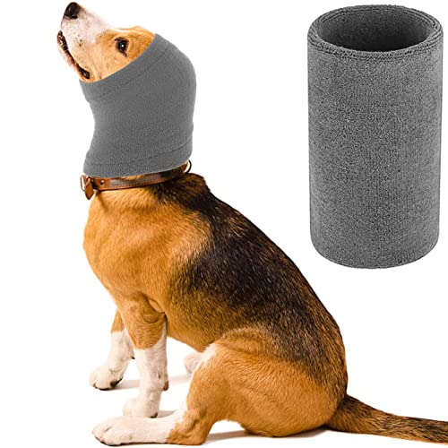 Hunde-Schlauch, Gehörschutz, weicher Haustierwärmer, Hoodie, Schutz, Nackenband, Hut, Angstlinderung, Stirnband für Komfort, Beruhigung, Geräuschstellen, Ohrenschützer (Grau M) von DDSHUN