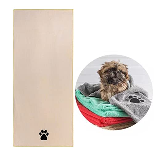 Hundehandtuch, Mikrofaser, schnell trocknend, waschbar, weich, saugfähig, Haustier-Bademantel, Handtücher, Frottee, Duschmatte für Welpen, Hunde, Katzen, Fellpflege und Trocknen (Beige, 50.8x99.9 cm) von DDSHUN