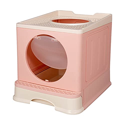 DDSP Katzentoilette, komplett geschlossen, für große Katzenklo mit großem Einstieg (Farbe: Pink, Größe: 45 x 34 x 39 cm) von DDSP