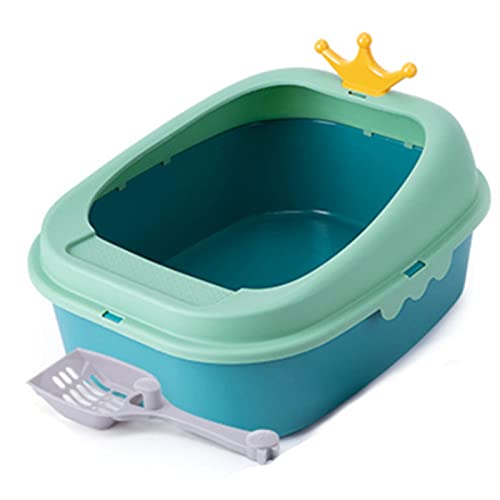 DDSP Katzentoilette aus Kunststoff, leicht zu reinigen, bruchsicher, bruchsicher, bruchsicher, Farbe: Stil 1, grün, Größe: L von DDSP