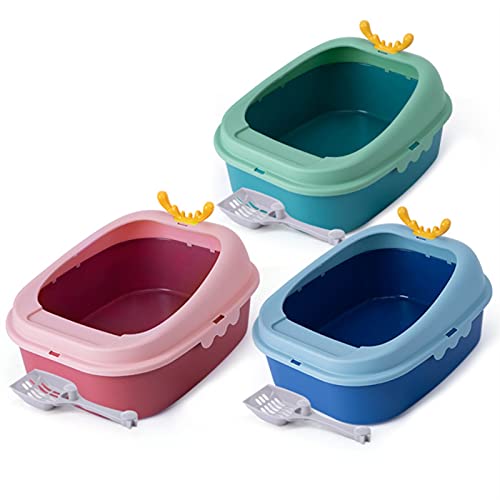 DDSP Katzentoilette aus Kunststoff, leicht zu reinigen, bruchsicher, bruchsicher, bruchsicher, Farbe: Stil 2 Blau, Größe: L von DDSP