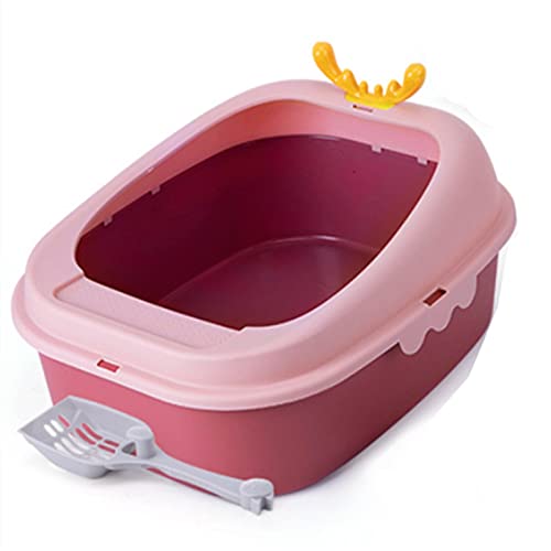DDSP Katzentoilette aus Kunststoff, leicht zu reinigen, bruchsicher, bruchsicher, bruchsicher, Farbe: Stil 2 Pink, Größe: S von DDSP