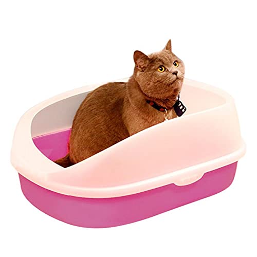 DDSP Katzentoilette für Haustiere, Katzentoilette, Teddy-Spritzschutz mit Katzenstreuschaufel, Welpen, Katzen, für den Innenbereich, Sandkasten (Farbe: Rosa) von DDSP