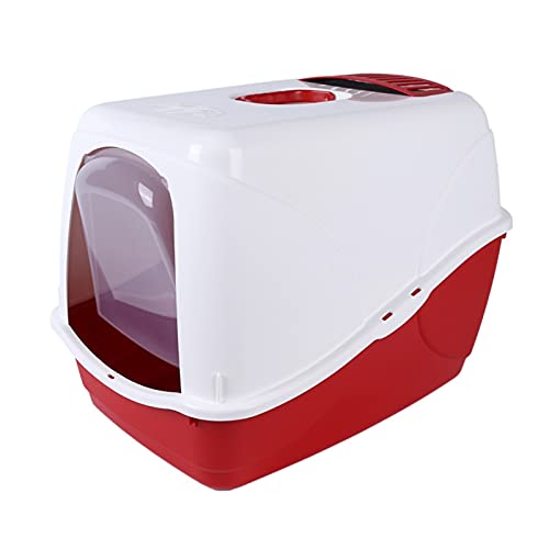 DDSP Spritzwassergeschütztes, geschlossenes Katzentoilette, Trainingsset, Kunststoff, abnehmbar, für die Reinigung von Kaninchen, Toilette (Farbe: Rot) von DDSP