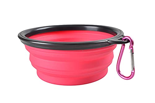 Großer zusammenklappbarer Hund Pet Folding Silikonschale Outdoor Reise Tragbare Welpen Lebensmittel Container Feeder Dish Bowl Bowl Durable (Color : Pink, Size : 1000ml) von DDSP