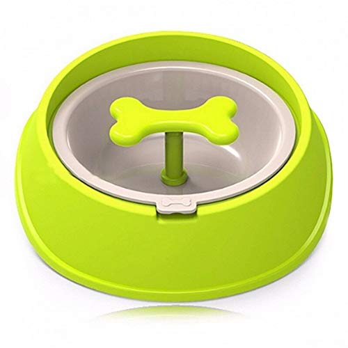 Haustier Hund Katze Driking Wasser Spaß Knochen geformt Slow Feeder Hundefutter Schalen Wasserschüssel Gerichte for Welpen kleine große Hundefutter Durable (Color : Green) von DDSP