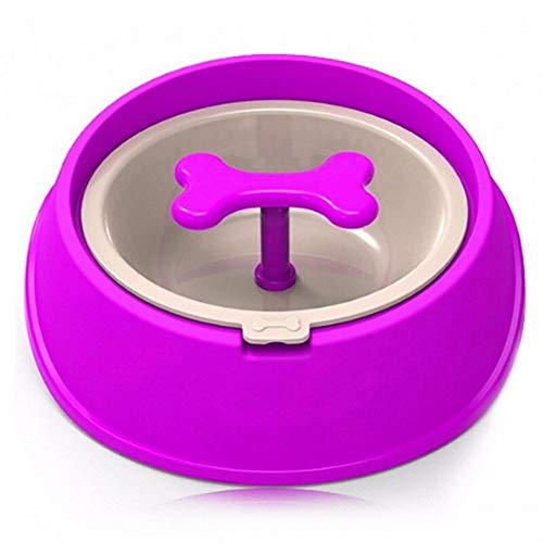 Haustier Hund Katze Driking Wasser Spaß Knochen geformt Slow Feeder Hundefutter Schalen Wasserschüssel Gerichte for Welpen kleine große Hundefutter Durable (Color : Purple) von DDSP