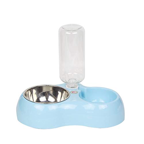 Hundenapf Hundenapf Katzenapf Katzenfutter Napf Teddy Dog Double Bowl Cat Kleine und mittlere Hunde Automatisches Trinkwasser Heimtierbedarf Durable (Color : Blue, Size : L) von DDSP
