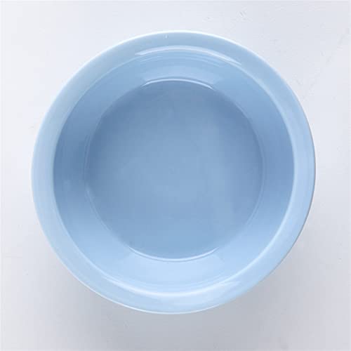 Keramik Welpe Katze Hund Hundeschüssel Einzelne und doppelte Lebensmittelschüssel zum Essen und Trinken mit Holzrahmen Haustiere liefert Durable (Color : Blue Bowl) von DDSP