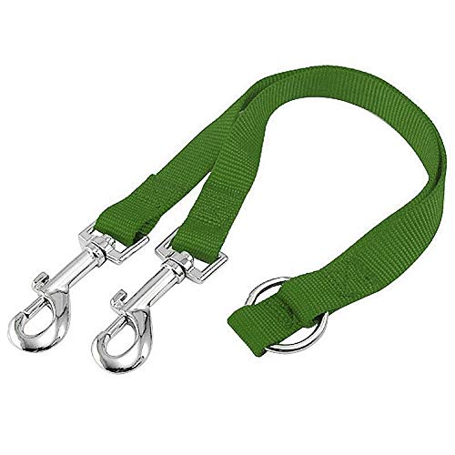 Lovely Zwei Leinen Nylon Doppel Dual Zwei Haustiere Hundeleine 2-Wege-Koppler Walk Halskette Hundehalsbänder Geschirre Führt Haustiere (Color : Army Green, Size : 1.5X90cm) von DDSP