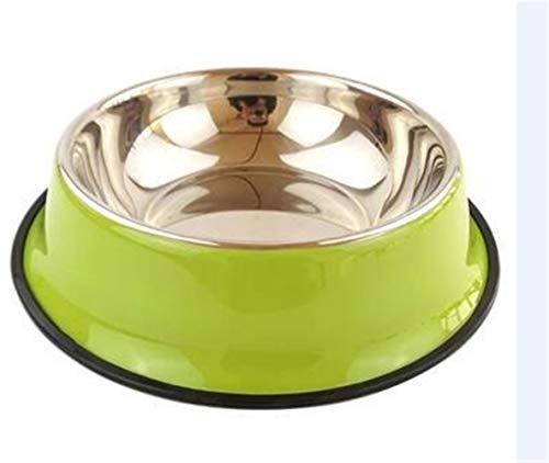 Multi-Color Haustiere Hund Katze Welpe Anti Skid Edelstahl Reise Fütterung Futter Wasser Schüssel Dish Durable (Color : Green) von DDSP