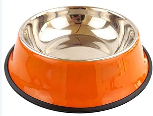 Multi-Color Haustiere Hund Katze Welpe Anti Skid Edelstahl Reise Fütterung Futter Wasser Schüssel Dish Durable (Color : Orange) von DDSP