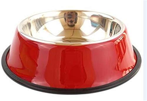 Multi-Color Haustiere Hund Katze Welpe Anti Skid Edelstahl Reise Fütterung Futter Wasser Schüssel Dish Durable (Color : Red) von DDSP