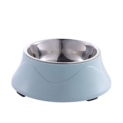 Pet Edelstahl Single Bowl Travel Feeding Feeder for Welpen Hund Katze Cute Food Platte Anti-Rutsch-Gerichte 3 Farben Durable (Color : Blue, Size : 19.2x7cm) von DDSP