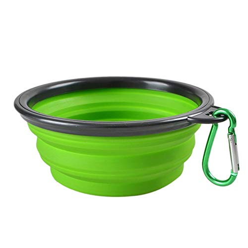 Pet Silica Gel Bowl Hund Katze Faltbare Silikon Dow Bowl Candy Farbe Outdoor Travel Tragbare Welpenfutterbehälter Feeder Dish Durable (Color : Green, Size : Caliber13cm300ml) von DDSP