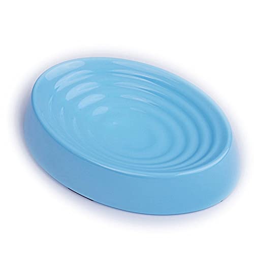 Shallow Mouth Wohnung Cat Bowl for Whisker Relief Oval Muster Light Blue Durable (Color : Sky Blue) von DDSP