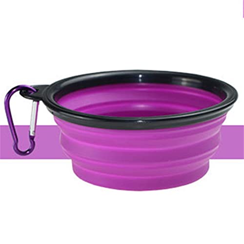 Zusammenklappbare Faltbare Hundeschüssel Süßigkeiten Farbe Outdoor Reise Tragbare Welpen Lebensmittelbehälter Wasserzufuhr Teller Fütterungsschale Durable (Color : Purple) von DDSP