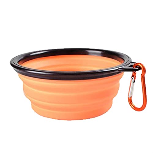 Zusammenklappbare Haustier Silikon Hund Food Water Bowl Outdoor Camping Reise Tragbare Klapptier Pet Bowl Teller mit Karabiner Pet Products Durable (Color : Orange, Size : 350ml (13x9x5.5cm)) von DDSP