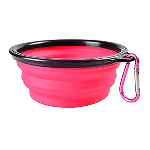 Zusammenklappbare Haustier Silikon Hund Food Water Bowl Outdoor Camping Reise Tragbare Klapptier Pet Bowl Teller mit Karabiner Pet Products Durable (Color : Pink, Size : 1000ml (17.5x13x7cm)) von DDSP