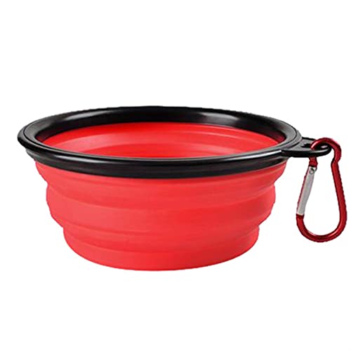 Zusammenklappbare Haustier Silikon Hund Food Water Bowl Outdoor Camping Reise Tragbare Klapptier Pet Bowl Teller mit Karabiner Pet Products Durable (Color : Red, Size : 350ml (13x9x5.5cm)) von DDSP