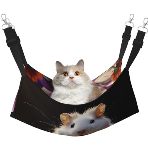 DDTKLSNV Atmungsaktive Sommer-Hängematte für Katzen, hängend, Haustierkäfig-Hängematte, Bett, verstellbar, weich, für Katzen, kleine Hunde, Kaninchen, Größe M DDTKLSNV Atmungsaktive Sommer-Hängematte für Katzen, hängend, Haustierkäfig-Hängematte, Bett, verstellbar, weich, für Katzen, kleine Hunde, Kaninchen, Größe M von DDTKLSNV