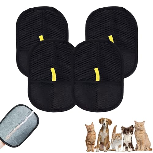 Fellmagnet Handschuh, Fellmagnet,Wiederverwendbarer Doppelseitiger Haustierhaarentferner Handschuh,Antistatischer Fellpflege Handschuh Für Katzen und Hunde, Für Kleidung, Möbel und Sofa (4 Stück) von DDaMeehGE