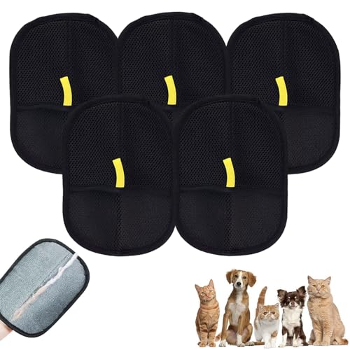 Fellmagnet Handschuh, Fellmagnet,Wiederverwendbarer Doppelseitiger Haustierhaarentferner Handschuh,Antistatischer Fellpflege Handschuh Für Katzen und Hunde, Für Kleidung, Möbel und Sofa (5 Stück) von DDaMeehGE