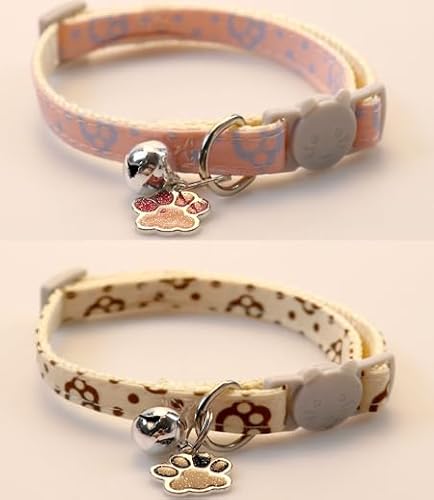 2 Stück Katzenhalsband mit Glocke, mit Sicherheitsschnalle, Weiches und Haltbares Verstellbar für Kleine Katzen Kätzchen, Hunde, Niedliches Pfotenabdruck Design 2 Stück Katzenhalsband mit Glocke, mit Sicherheitsschnalle, Weiches und Haltbares Verstellbar für Kleine Katzen Kätzchen, Hunde, Niedliches Pfotenabdruck Design von DEARBAG