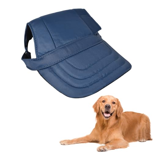 Atmungsaktives Hund Baseballmütze, Einstellbare Baseballmütze für Haustiere, Hunde-Sonnenhut mit Ohrlöcher, Stilvoll Sommer Reise Hut für Haustiere, für Alltag und Outdoor-Aktivitäten (Marineblau, XL) von DEARBAG