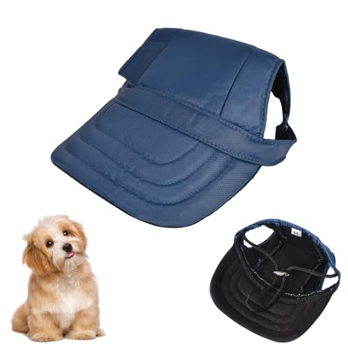 Atmungsaktives Hund Baseballmütze, Einstellbare Baseballmütze für Haustiere, Hunde-Sonnenhut mit Ohrlöcher, Stilvoll Sommer Reise Hut für Haustiere, für Alltag und Outdoor-Aktivitäten (Marineblau, M) von DEARBAG