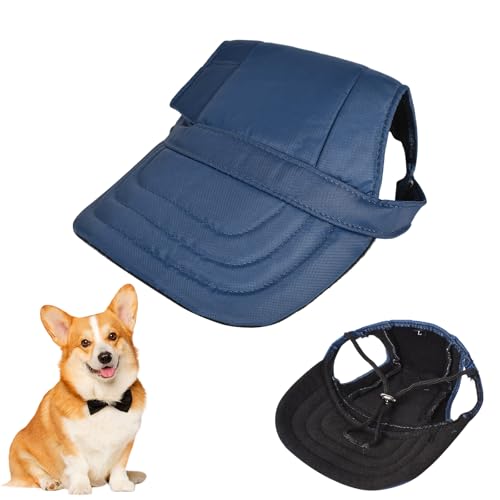 Atmungsaktives Hund Baseballmütze, Einstellbare Baseballmütze für Haustiere, Hunde-Sonnenhut mit Ohrlöcher, Stilvoll Sommer Reise Hut für Haustiere, für Alltag und Outdoor-Aktivitäten (Marineblau, L) von DEARBAG