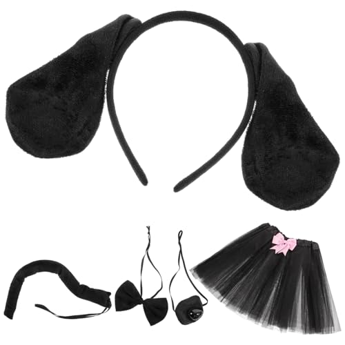 DEARMAMY 1 Satz Schwarzer Welpen-Tutu-Anzug Aus Kunstfell Tierische Ohren Hundekostüm Für Hundekostüme Hunde Spinnenkostüm Hündchen Kostüm Fuchsohren Hundeperücke Black Stoff von DEARMAMY